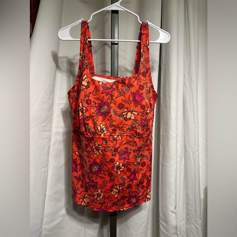 Tropical Orange Floral Mix Bra Tankini Top